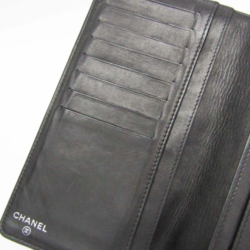 CHANEL Authentic Black Lambskin Leather Logo Wallet - Picture 14 of 16